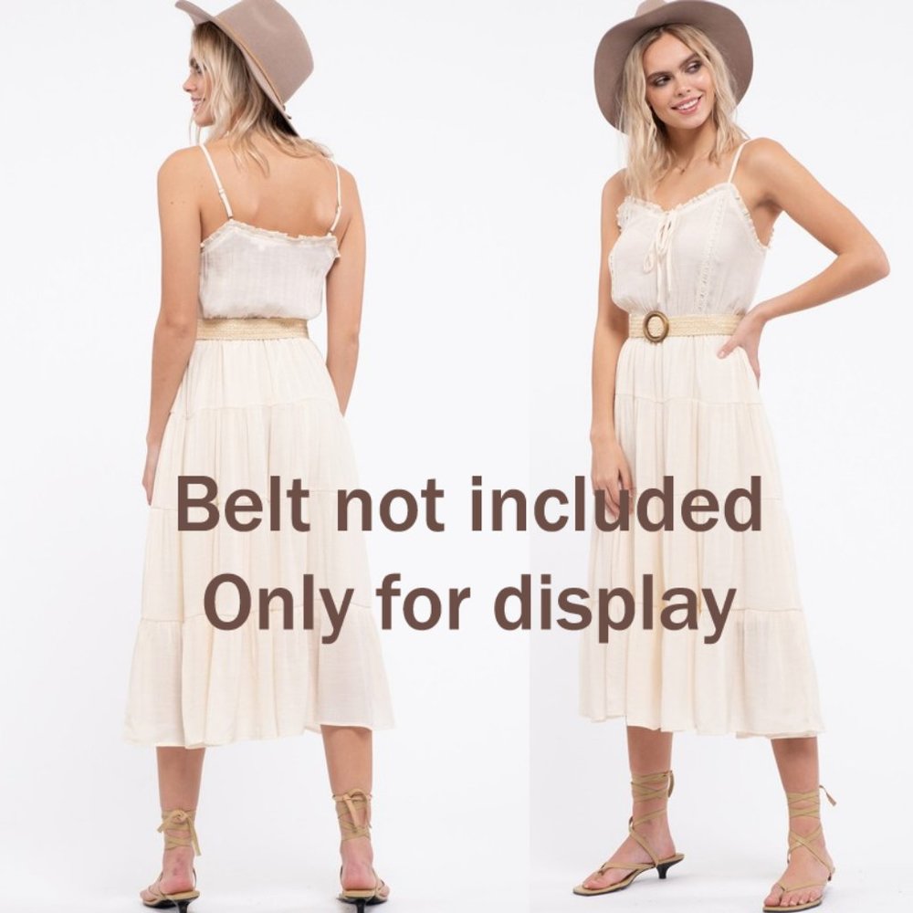 NEW Ivory Stone Boho Tiered Ruffle Trim Midi Dress - Picture 3 of 11